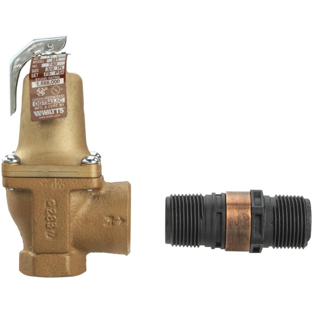 Watts 740-3/4-30 Relief Valve 3/4" X 1" 30 PSI 925000 BTU