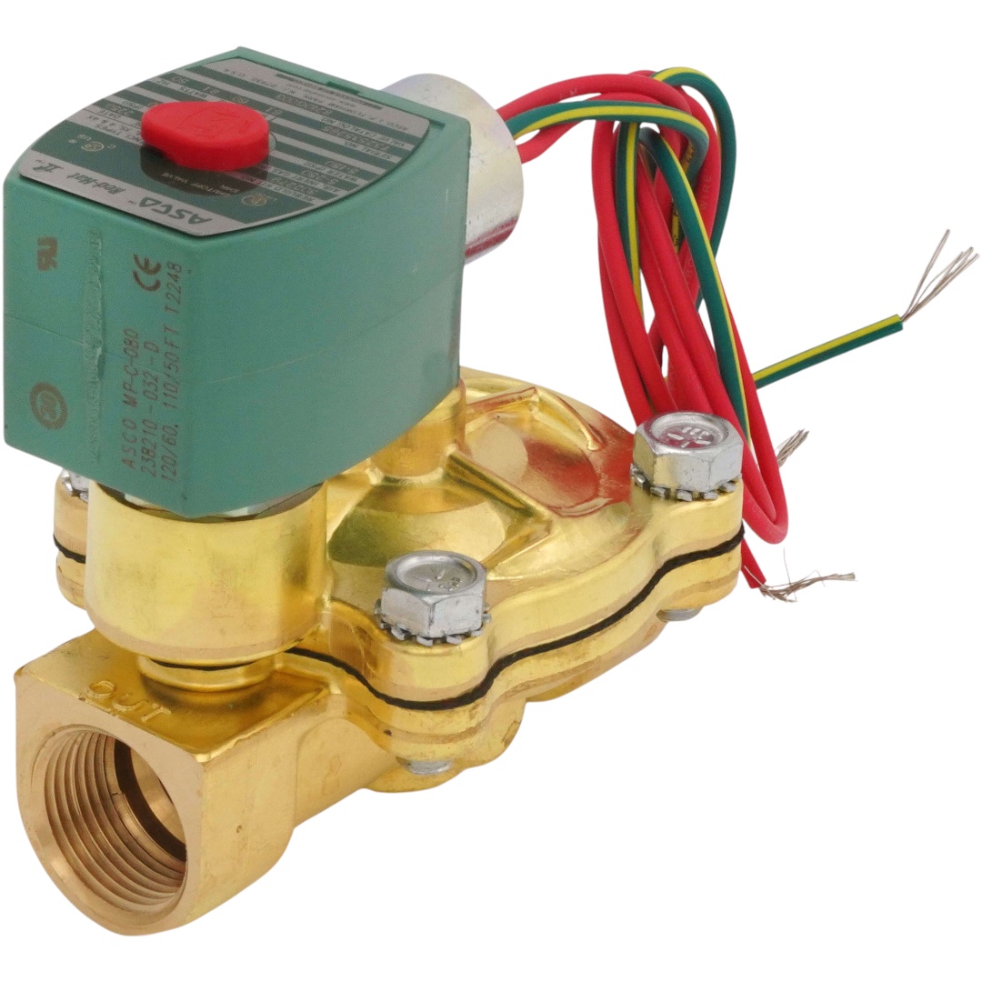 ASCO 8210G003 Solenoid Valve, 3/4", N.C., 24VDC, Brass, Oil, 5 PSI
