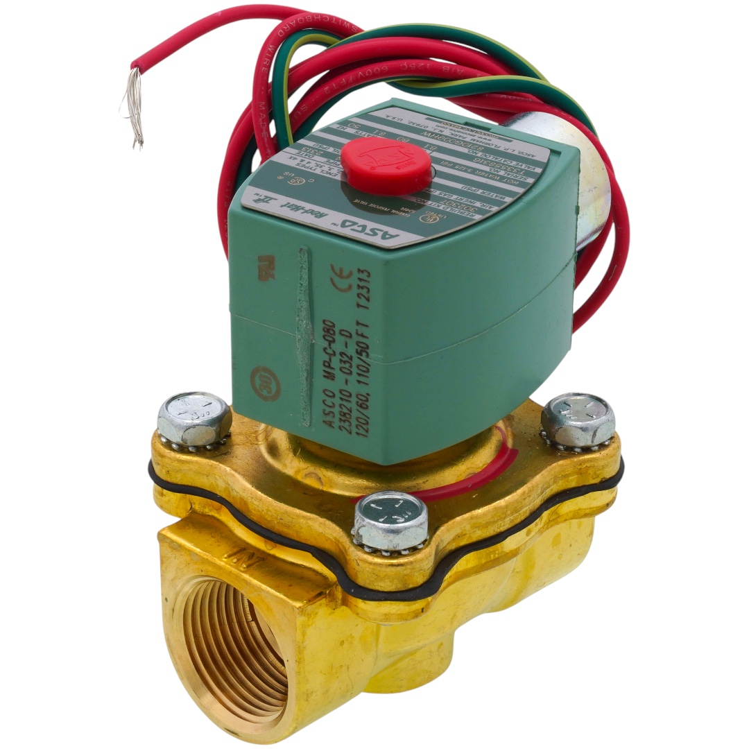 ASCO 8210G009HW Solenoid Valve, 3/4", N.C., 110/50 120/60 Vac, Hot Water, 210°F Max