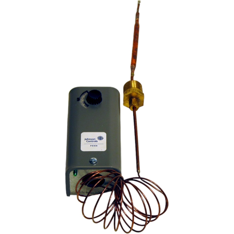 Johnson Controls A19AAC-63C SPDT Temp Control, 100-350F, 6' Cap, Fixed Diff