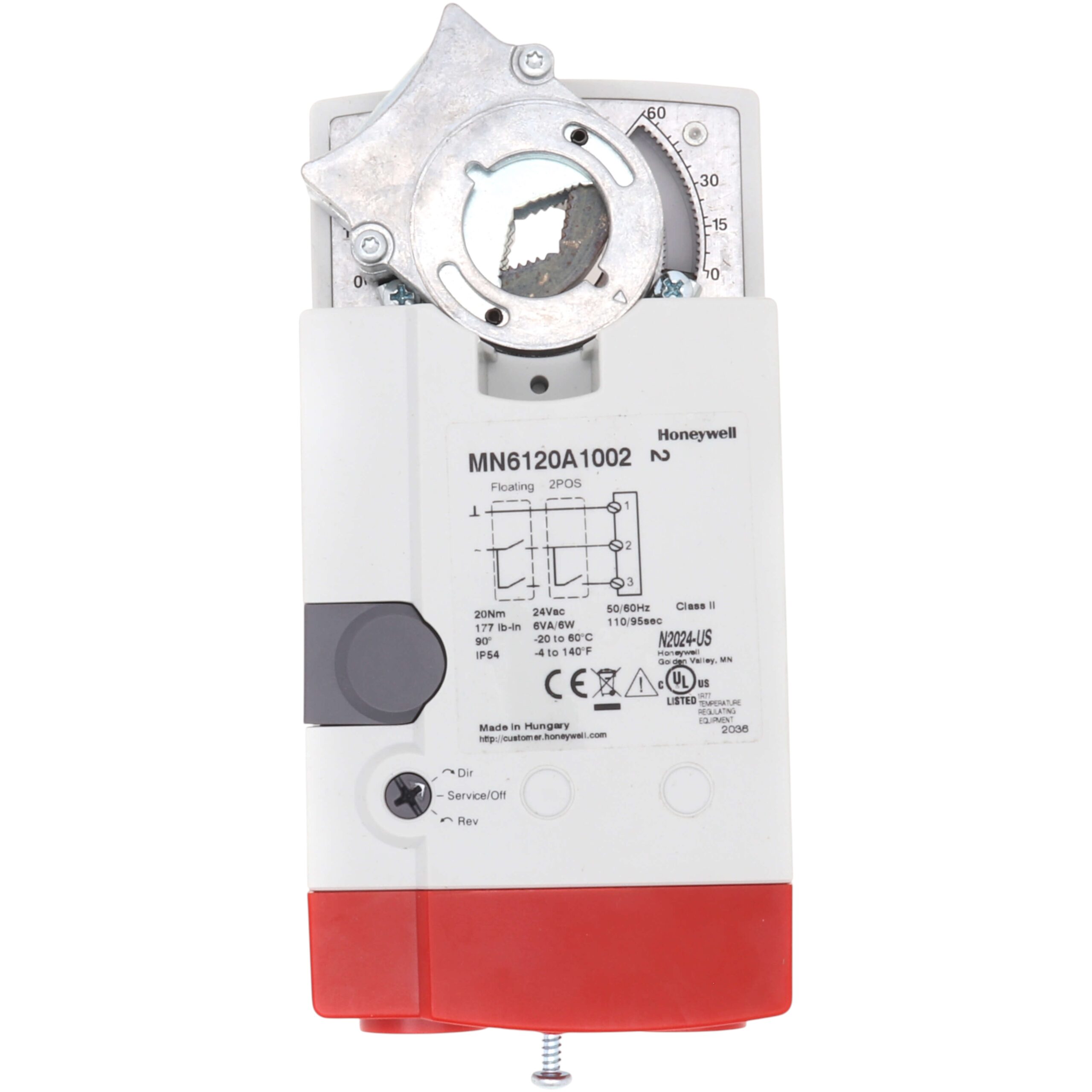 Honeywell MN6120A1002/U ctuator, 24V, Two Position, Floating, 175 lb-in, Non Spring Return