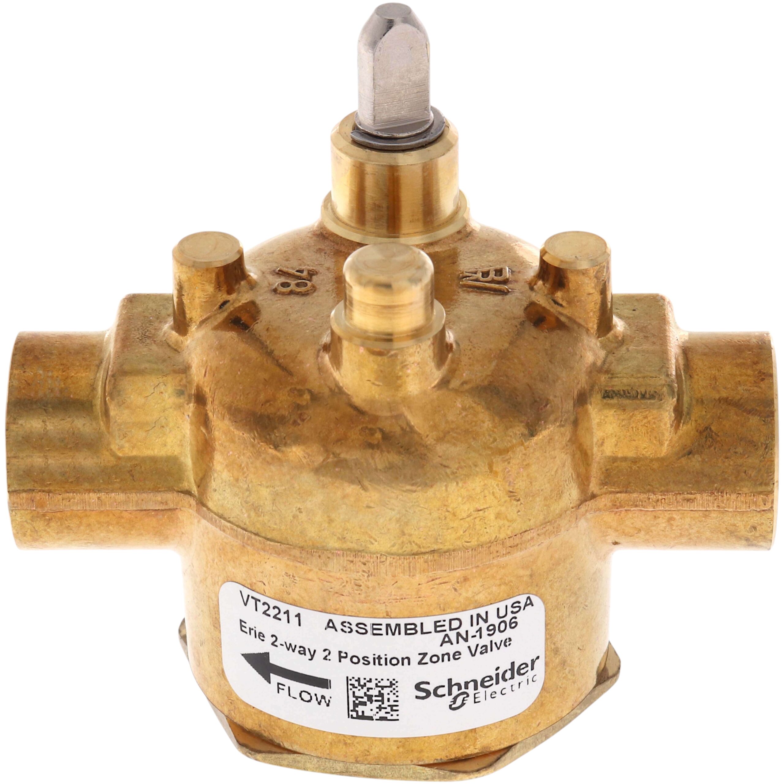 Erie VT2211 1/2" Sweat Zone Valve Body, 2 Way, 1.0 Cv