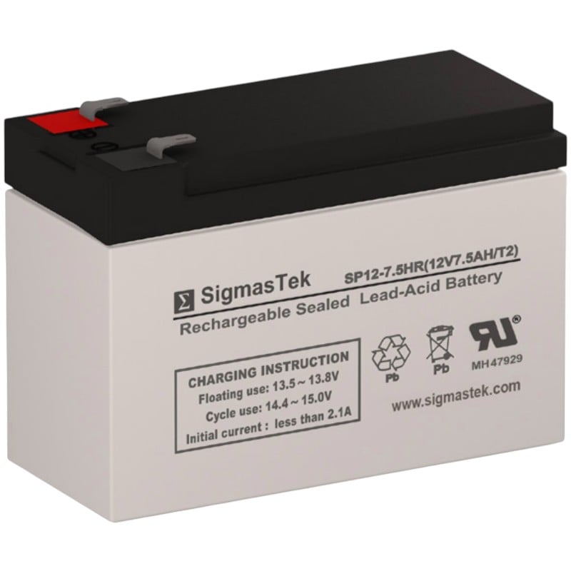 SigmasTek SP12-7.5HR Sealed Lead-Acid Battery, 12V 7.5Ah
